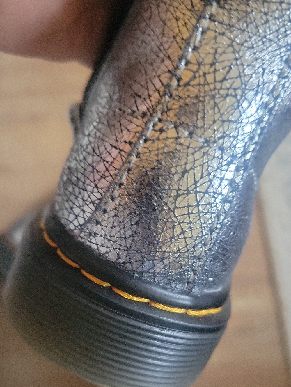 DR. MARTENS  Metallic Silver Lace-Up Winter Boot with Side Zip - Picture 8 of 8